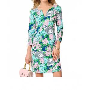 NEW LILLY PULITZER nadine chillylilly dress in starlight navy/lydia the lion